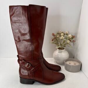 Naturalizer Rena 2 Leather Knee High Riding Boot Side Zip Brown Women 10M NWB